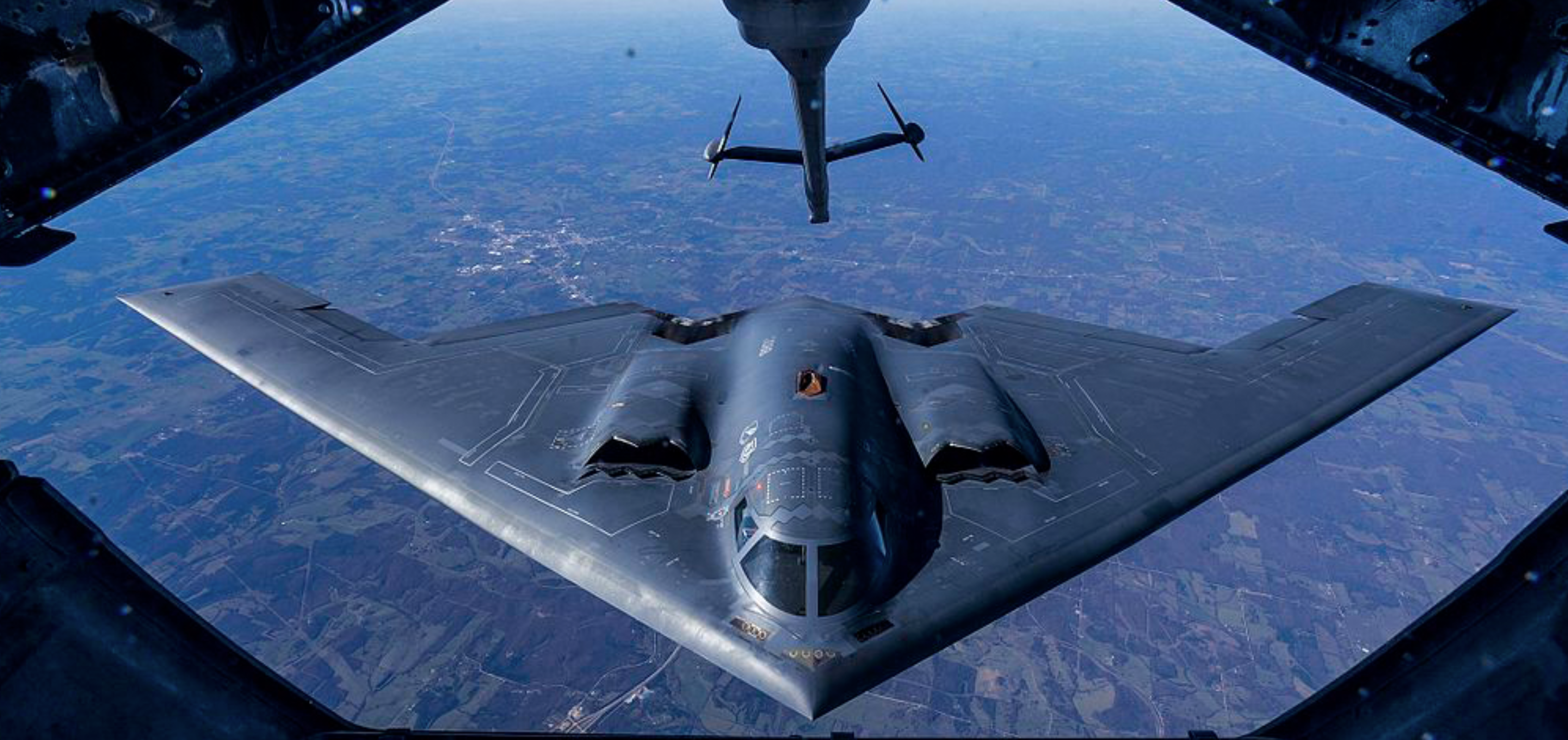 B-2 Stealth Bomber preparing to be air refueled