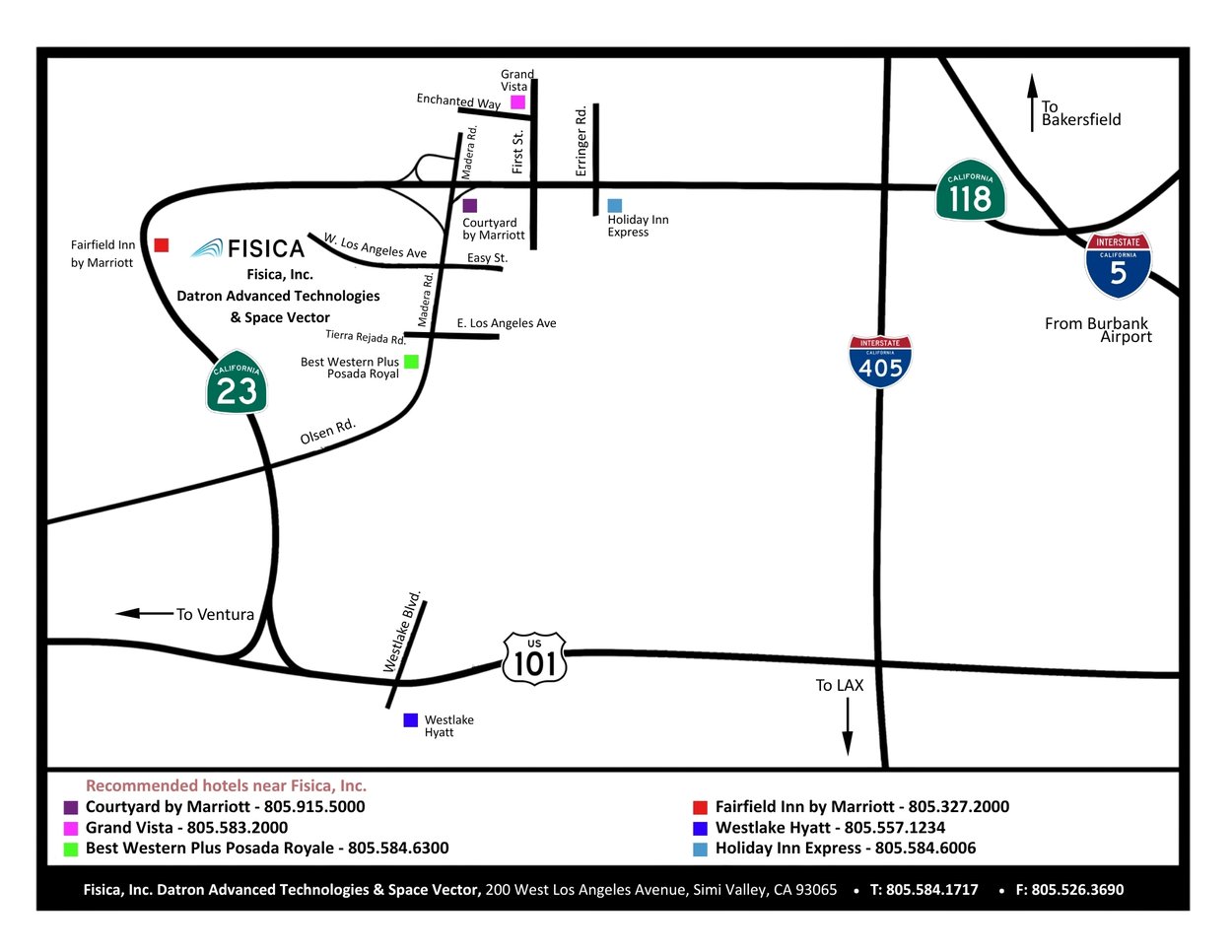 Map of Hotels Near Fisica Simi Valley