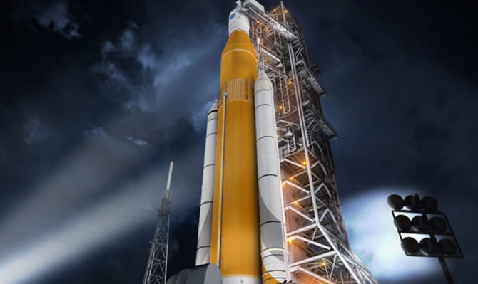 Picture of rocket with space vector products inside
